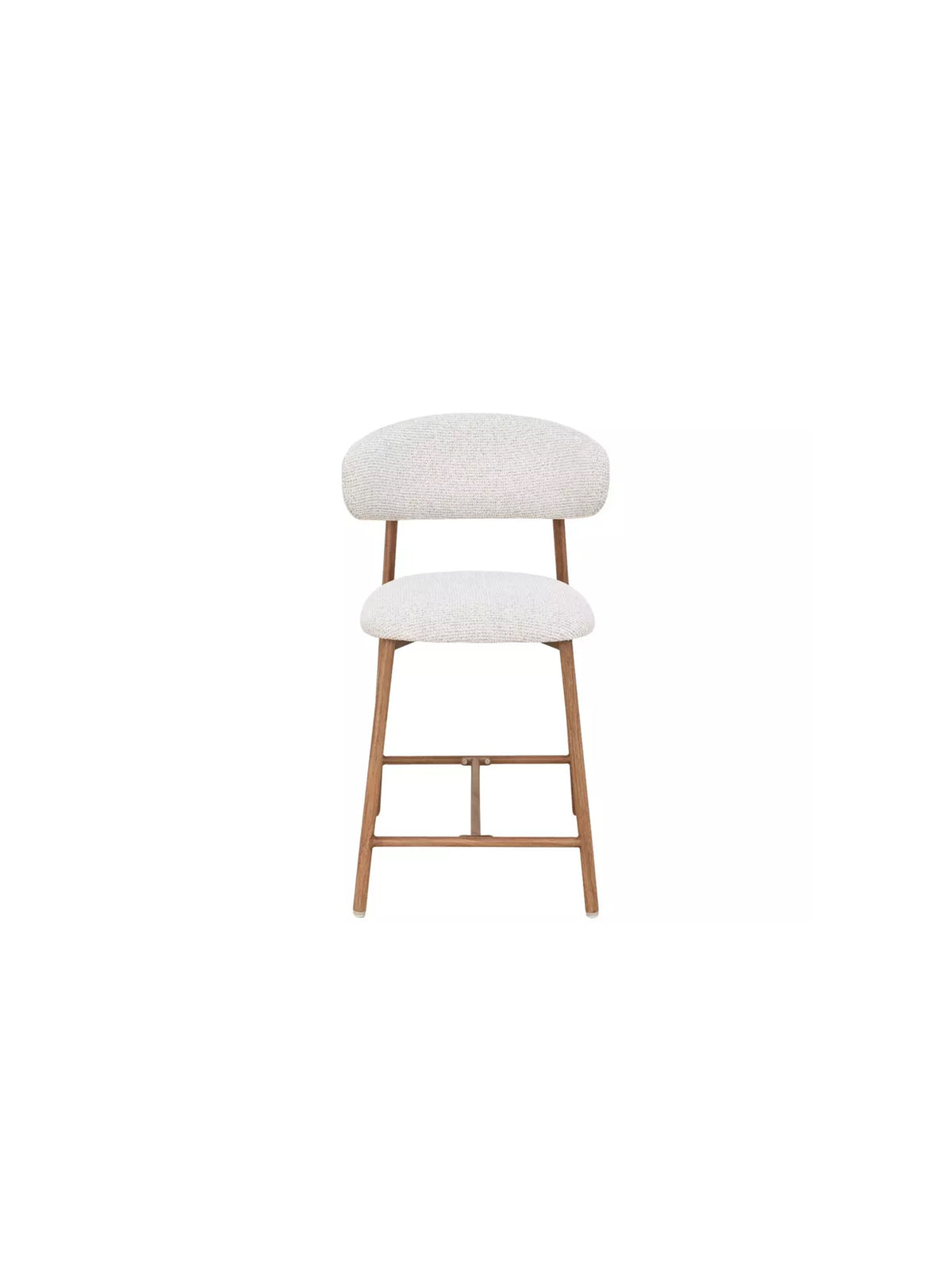 Scaun bar tapitat Zentari bej deschis cu cadru din lemn de stejar, vedere frontală
