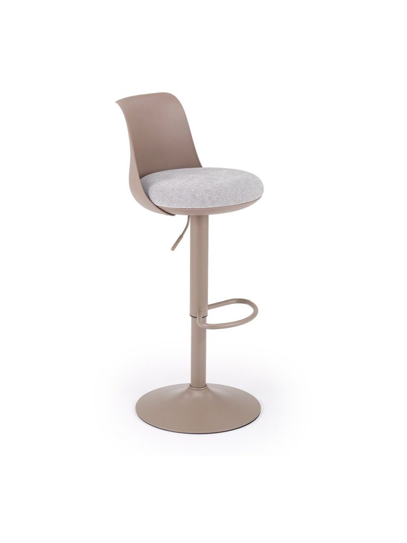 Scaun bar Vintrix cappuccino cu șezut tapitat gri, reglabil pe înălțime, stil Modern Organic