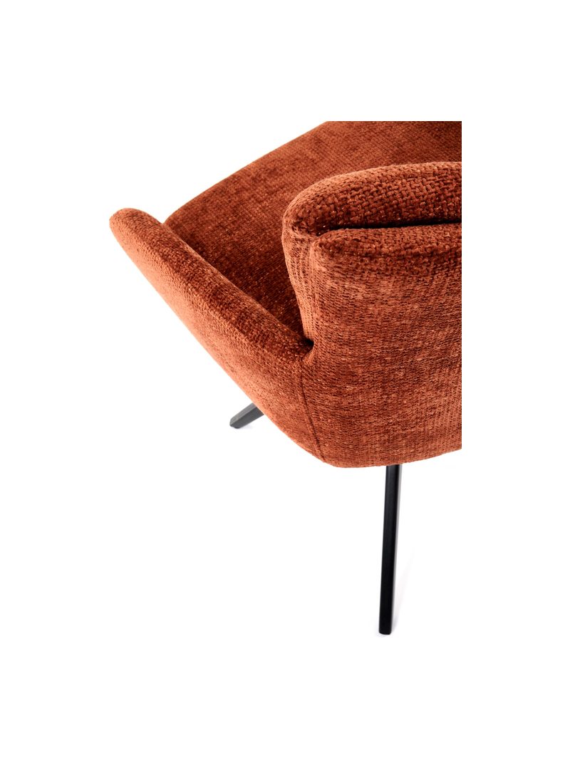 Scaun tapițat Veska rotativ cu material cinnamon și picioare metalice negre