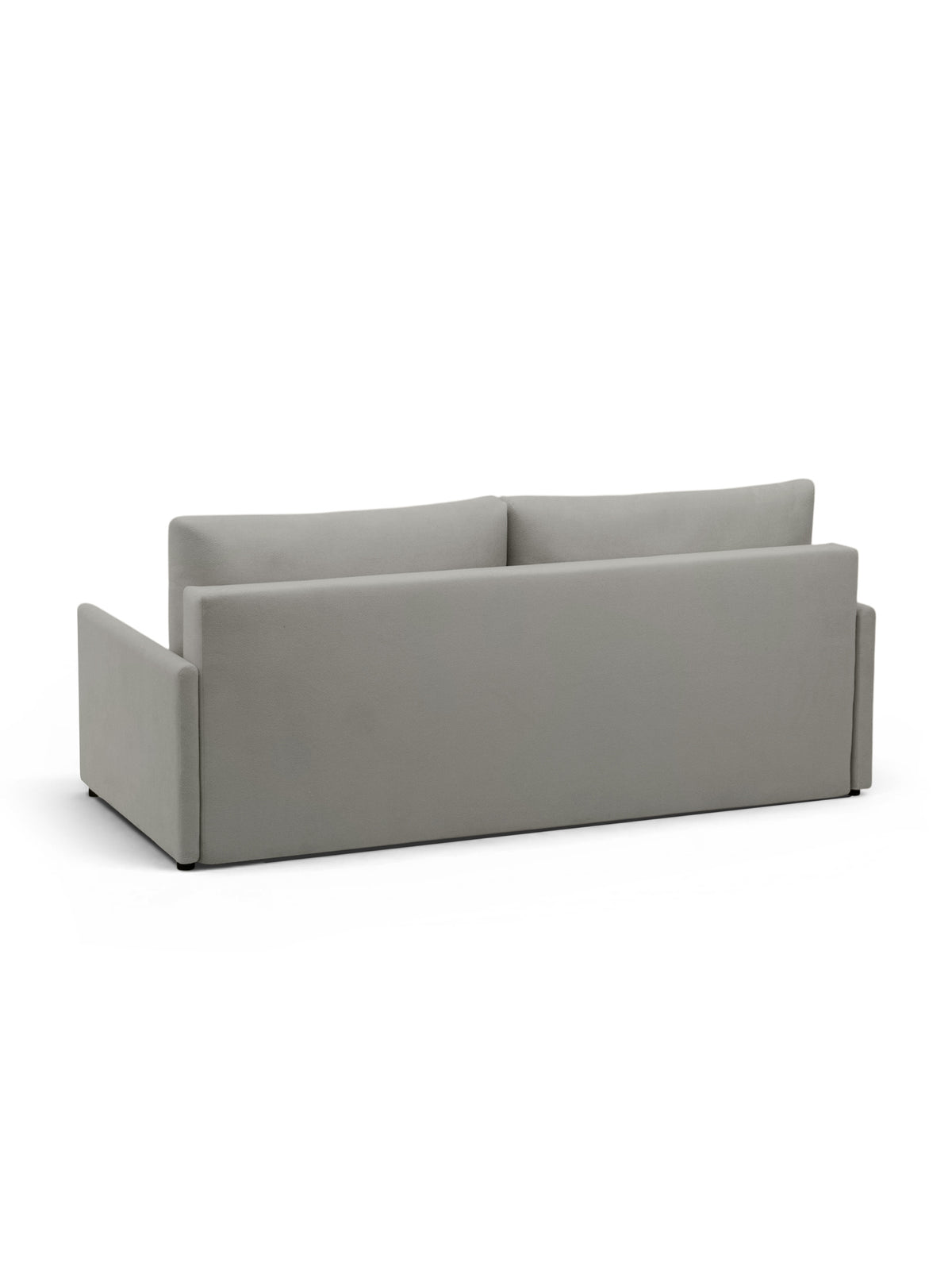 Canapea Capri cu funcție de somn, material tricotat gri Vela 86, vedere din spate cu perne