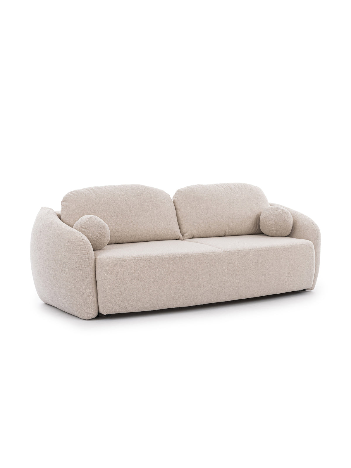 Canapea extensibilă Latina bej cu picioare negre și patru perne, design modern