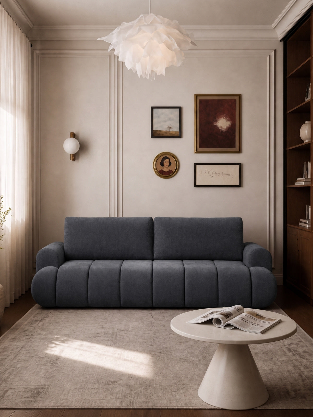 Canapea extensibilă Lutario gri 3 locuri cu material szenil Vibe 95