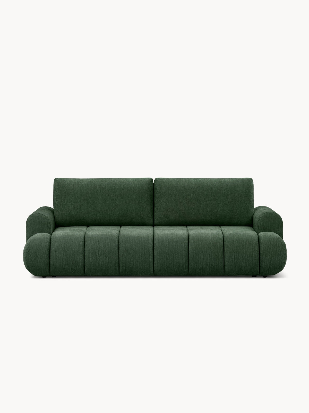 Canapea Lutario verde din material Vibe 39, trei locuri, cu funcție de dormit, vedere frontală