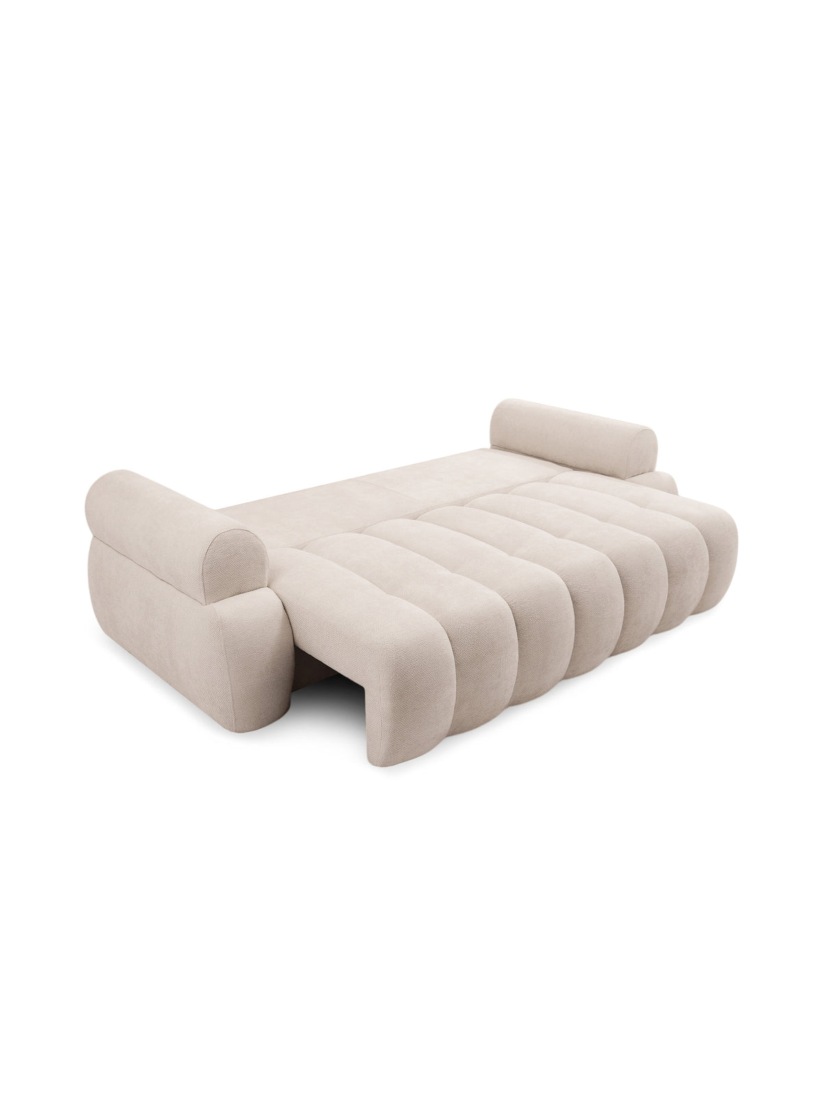 Canapea Mavelia cu funcție de dormit, material tip plasă Kiara 851, bej deschis, desfăcută