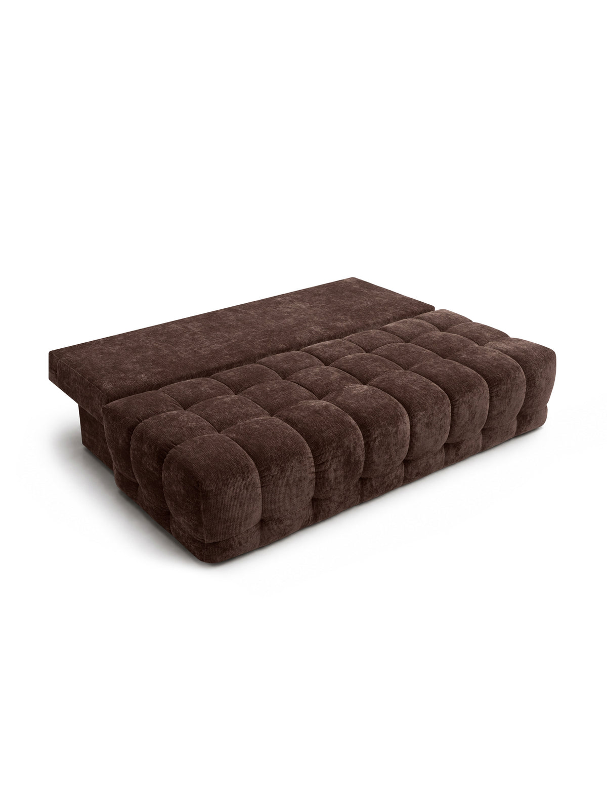Canapea extensibilă Tuko maro din material szenil Vibe 26 cu spațiu de depozitare, vedere de sus a suprafeței de dormit