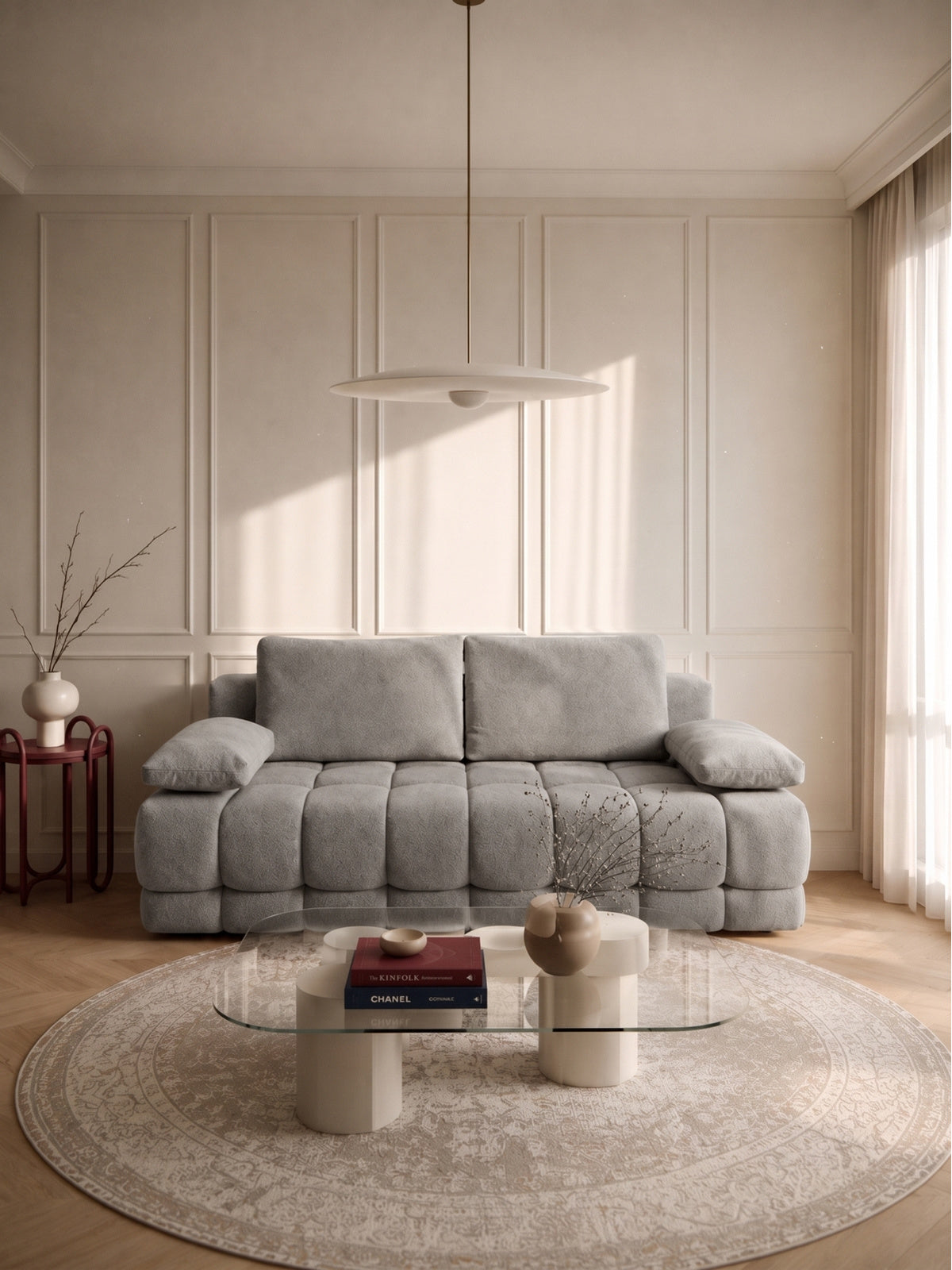 Canapea extensibilă Tuko gri din țesătură hidrofobă Murano 847, vedere frontală