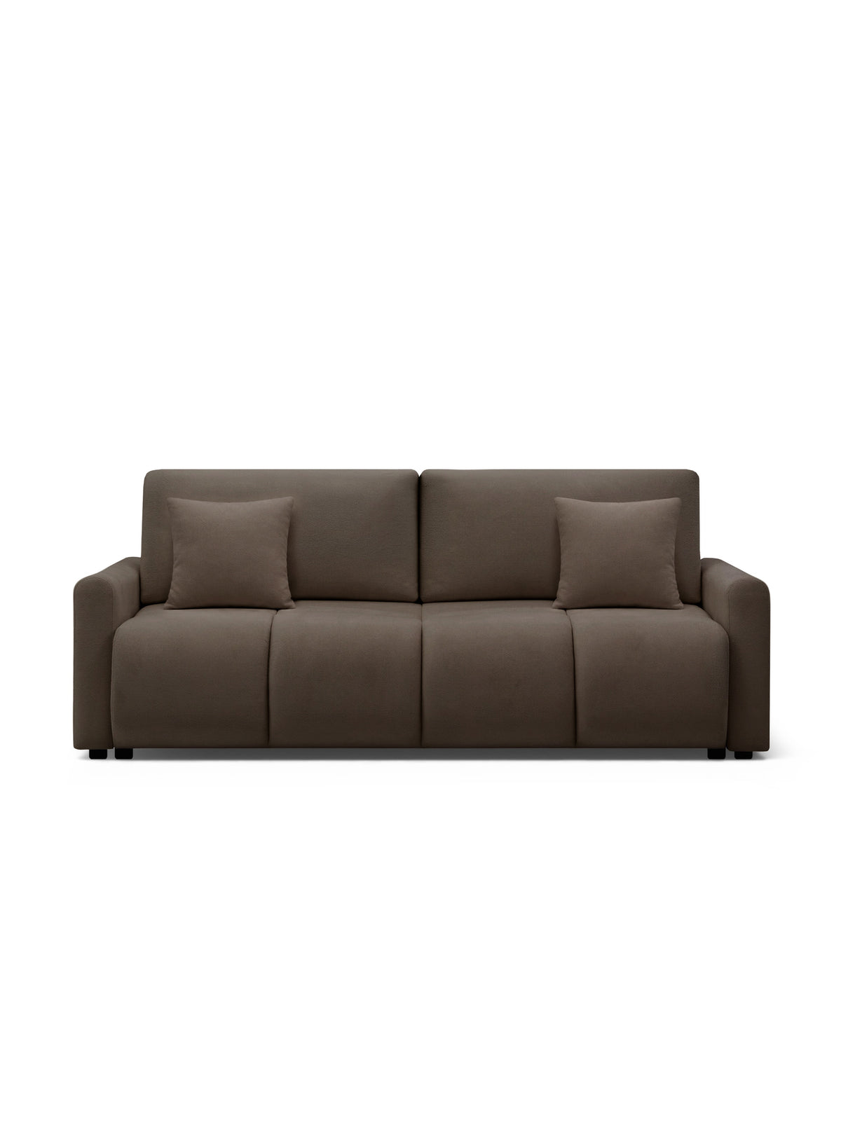 Canapea Velaro cu funcție de somn din țesătură maro Vela 28, trei locuri, design modern