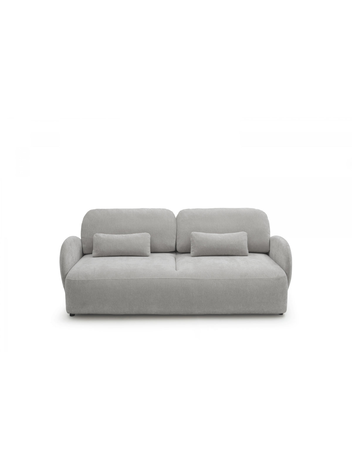 Canapea extensibilă Elora din material Vibe 86 gri, vedere frontală cu perne