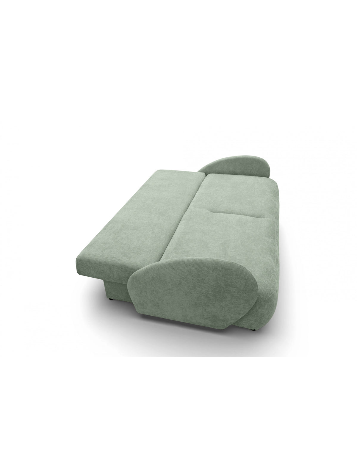 Canapea extensibilă Elora, material szenil verde Vibe 34, în poziție deschisă
