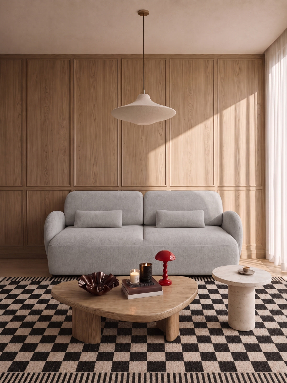 Canapea extensibilă Elora, tapițerie Vibe 86 gri szenil, design modern, trei locuri
