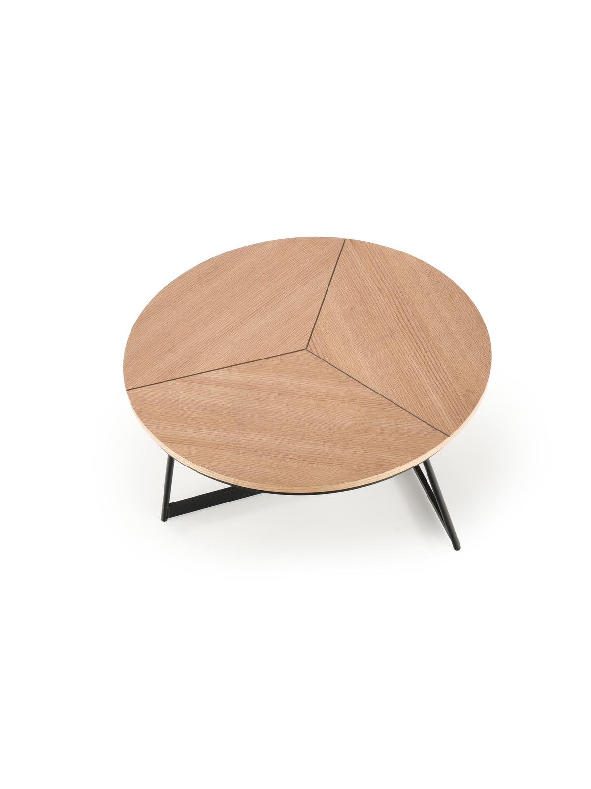 Masa rotundă de cafea Diara 80 cm blat stejar natural, picioare metalice negre