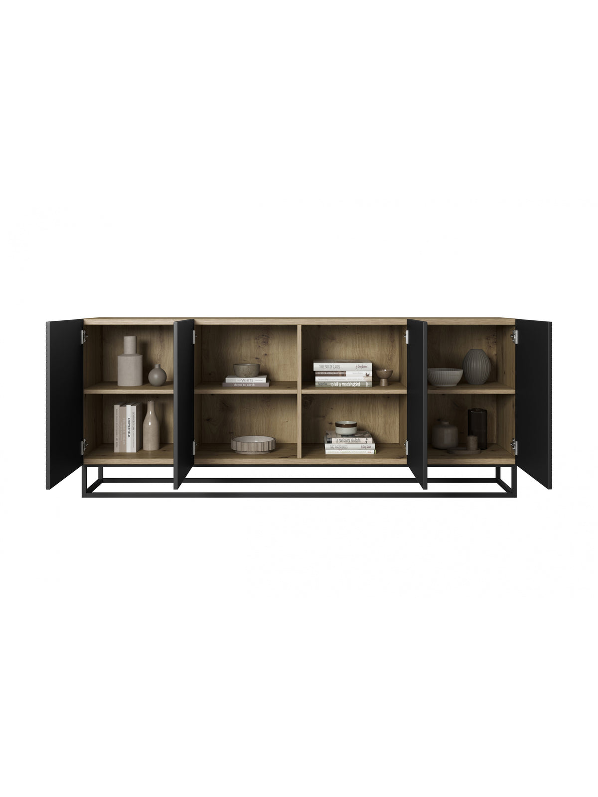 Comoda Asha 200 cm - artisan / negru mat