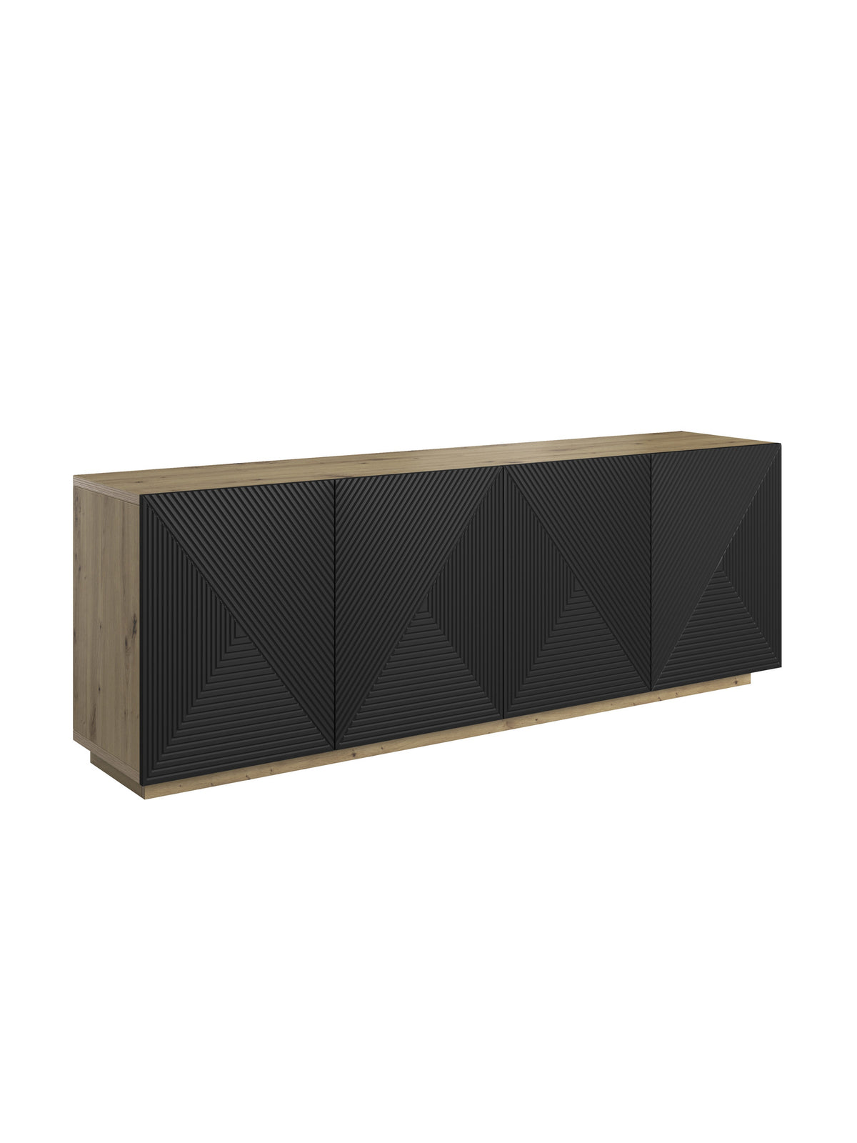 Comoda Asha 200 cm z cu patru uși - artisan / negru mat