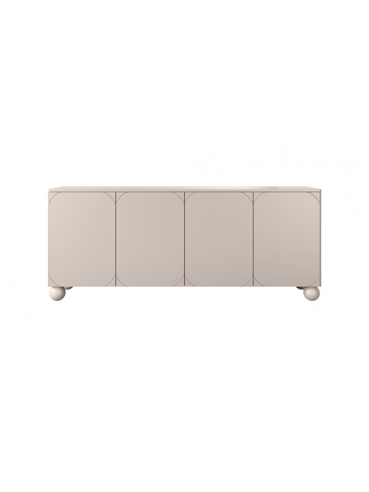 Comodă Sonatia II 200 cm cu patru uși în culoarea cashmere cu picioare rotunde, vedere frontală