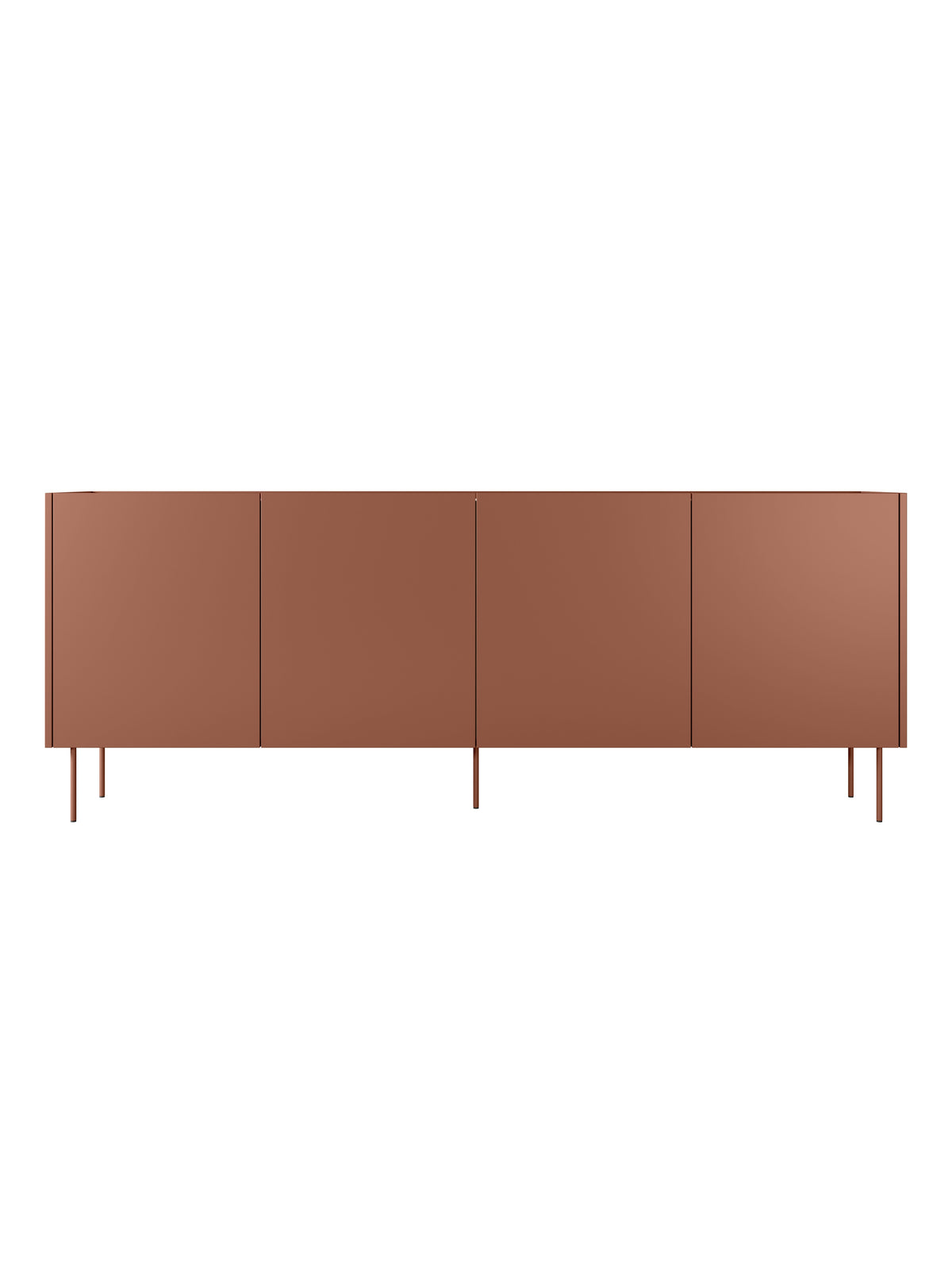 Komoda Desin 220 cm czterodrzwiowa w kolorze ceramic red z blatem dąb nagano