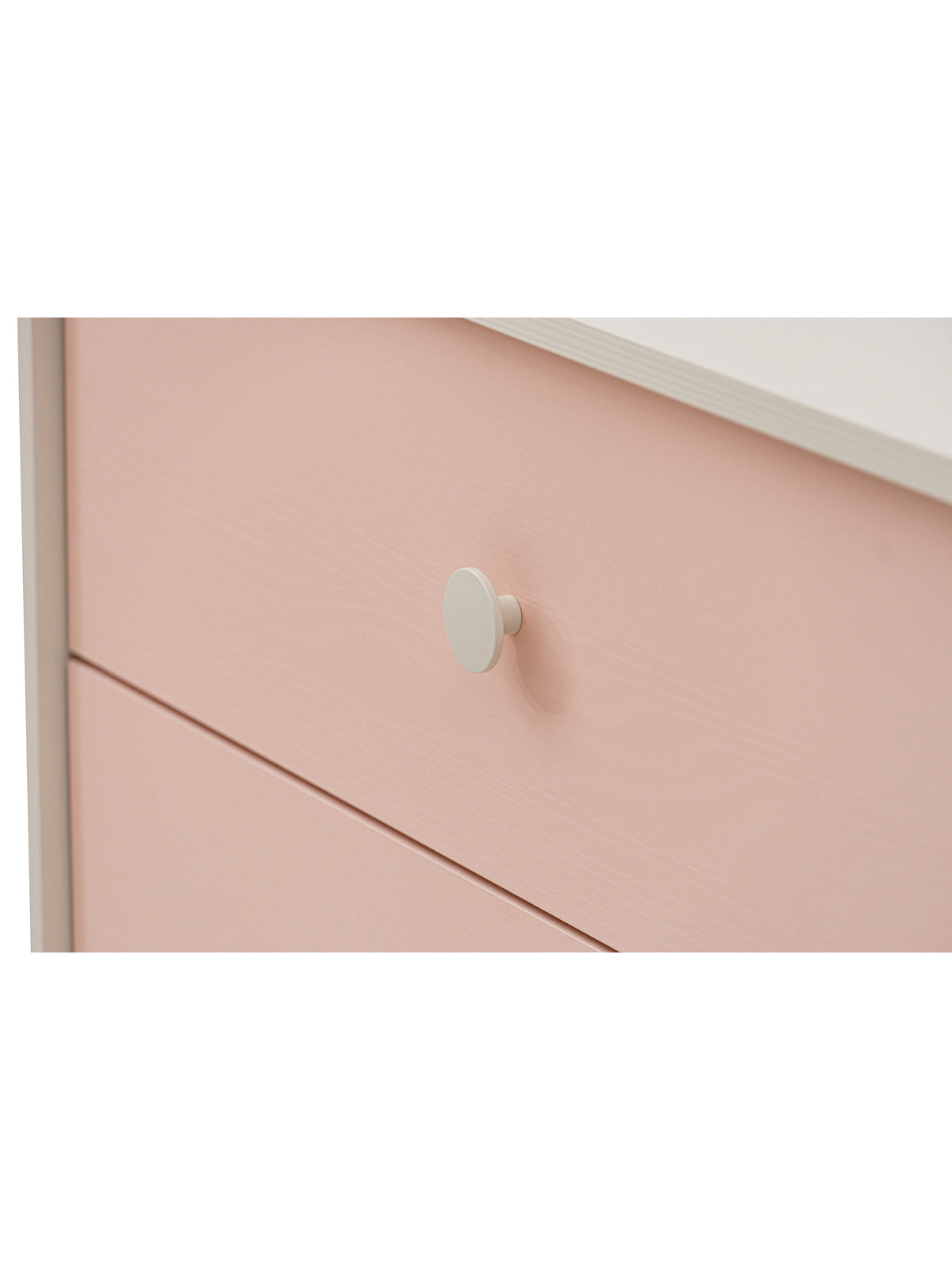 Comodă pentru copii Marla 120 cm front roz millenial pink detaliu mâner