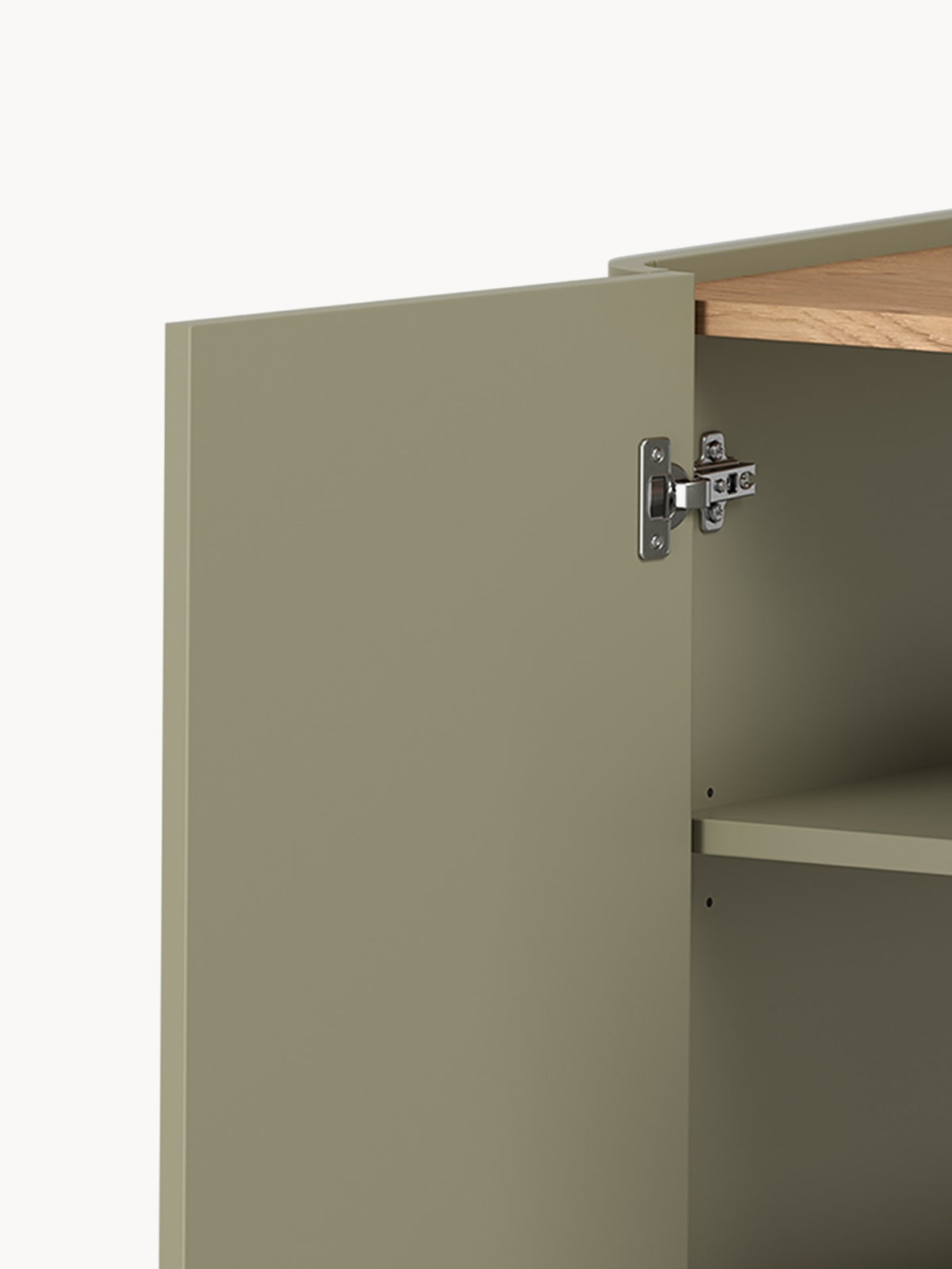 Komoda Elivo 150 cm w kolorze eukaliptus z szufladami i zaokrąglonym frontem
