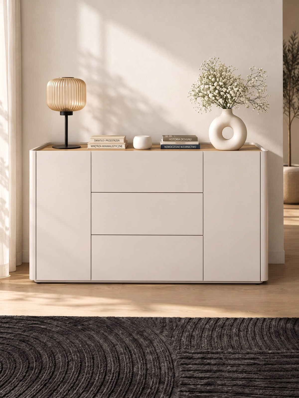 Comoda Elivo 150 cm cu sertare - cașmir / stejar olejowany