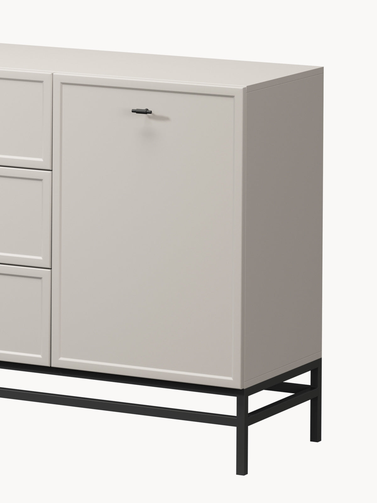 Comoda Lorini 150 cm cu sertare - cașmir / negru Mânere T-bar / stelaz