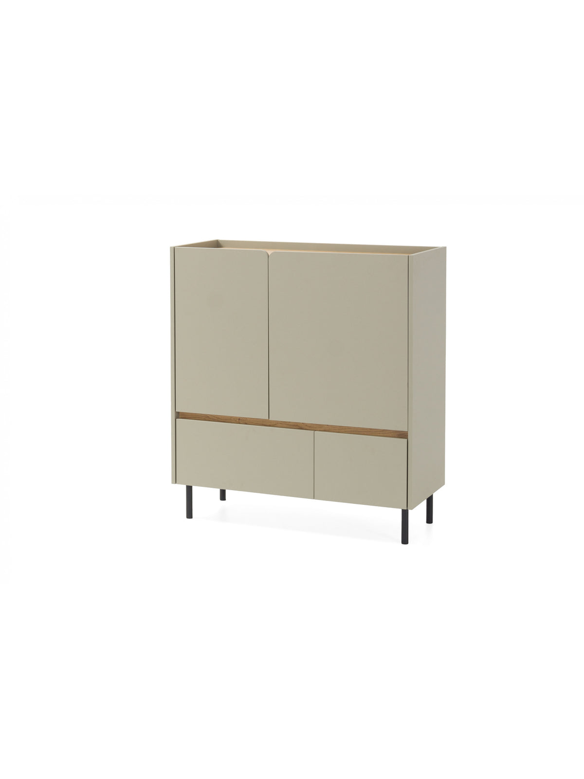 Comodă Altea 95 cm cu sertare, culoare eucalipt și dąb baltic dune, picioare metalice