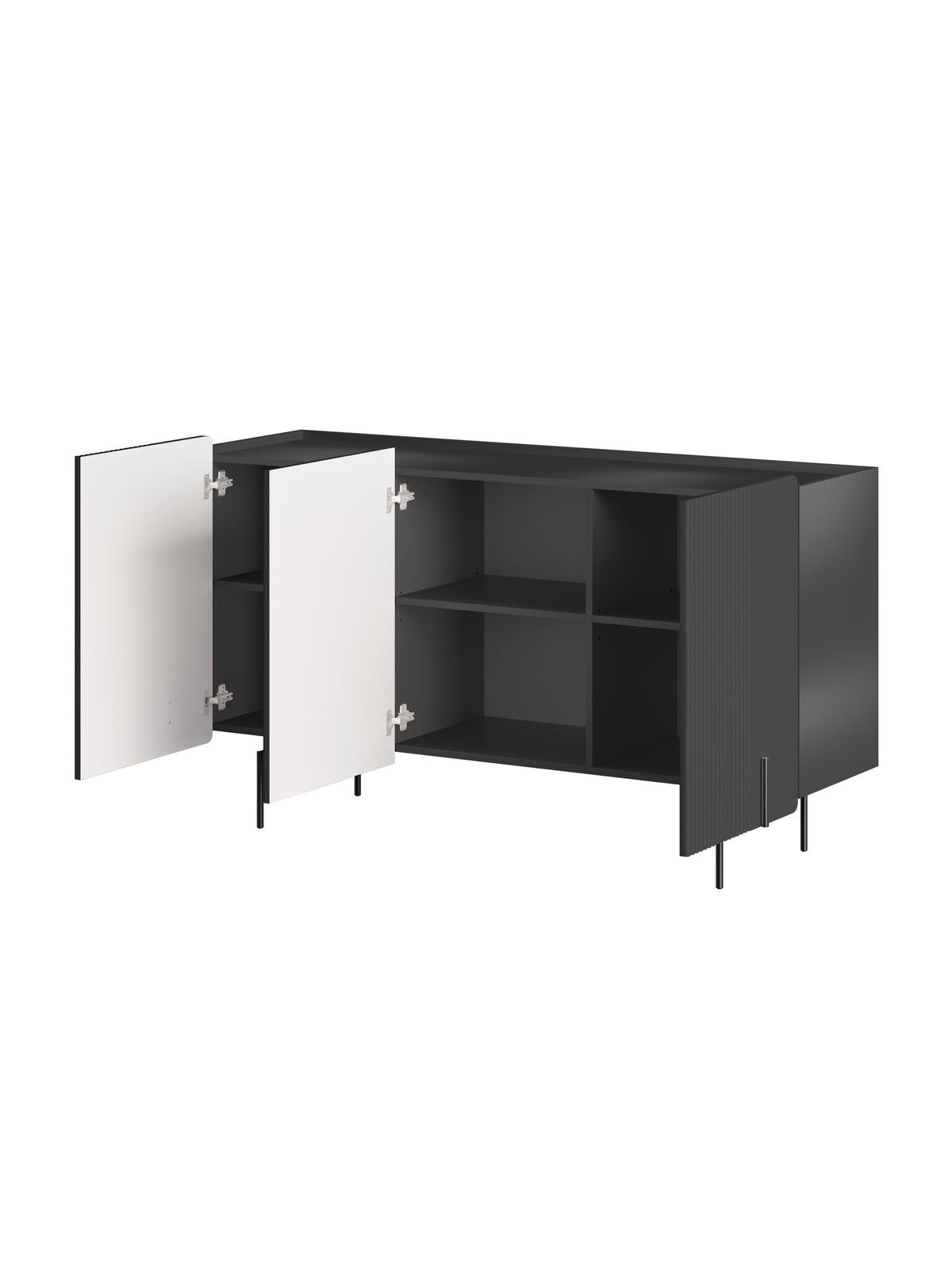 Comoda Malmi 150 cm - negru mat / negru nozki