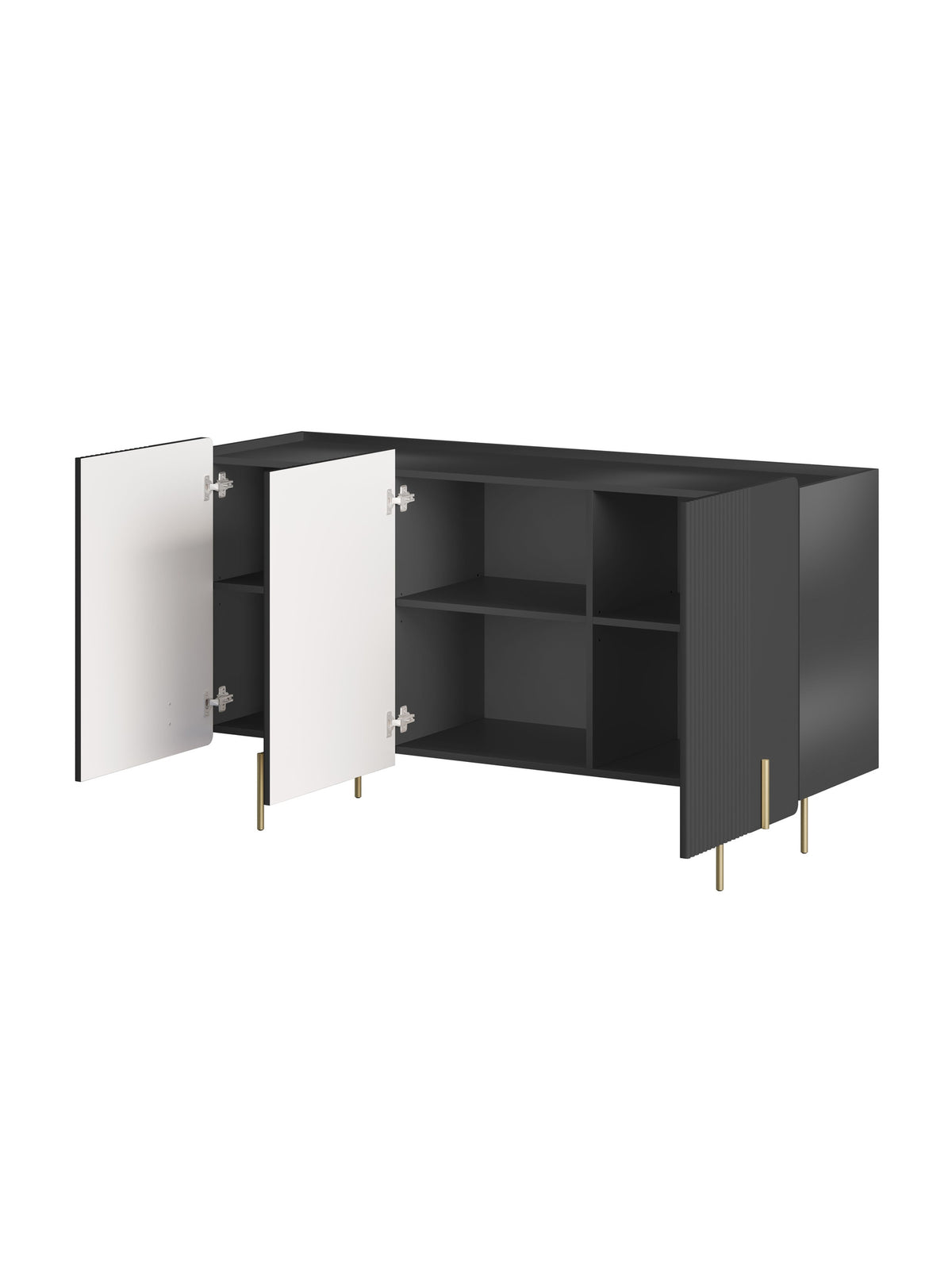 Comoda Malmi 150 cm - negru mat / picioare aurii