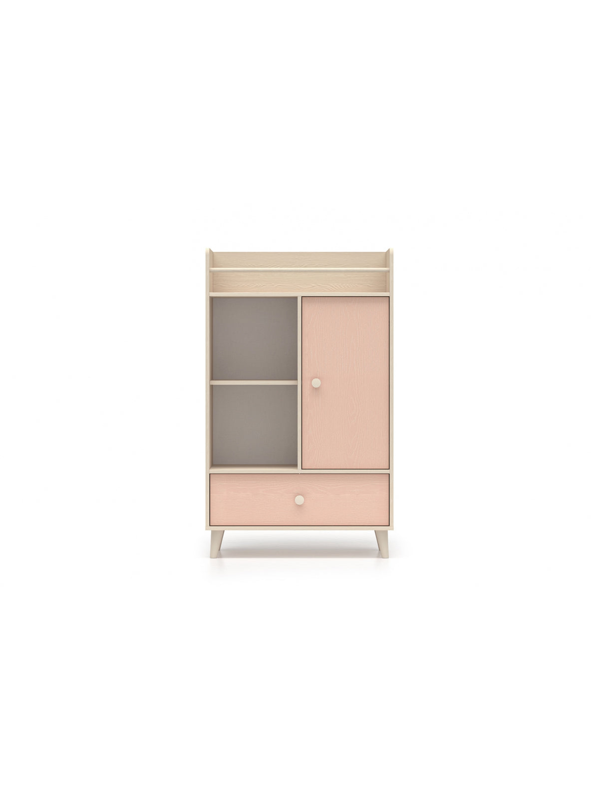 Comodă pentru copii Marla 80 cm cu fațadă roz millenial pink și corp nisip desert
