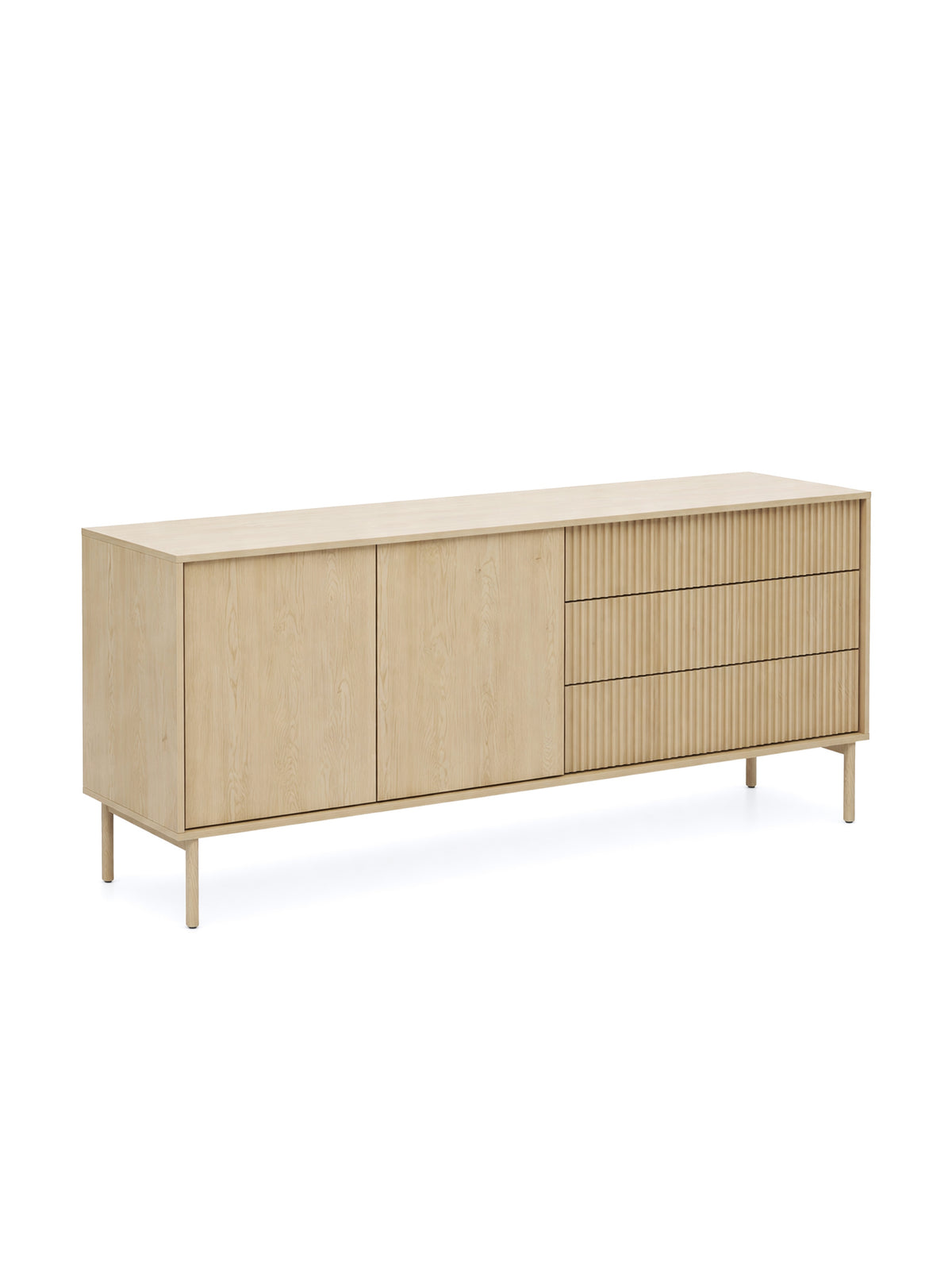 Comodă Rivio 187 cm culoare stejar cremona cu sertare cu caneluri, vedere frontală