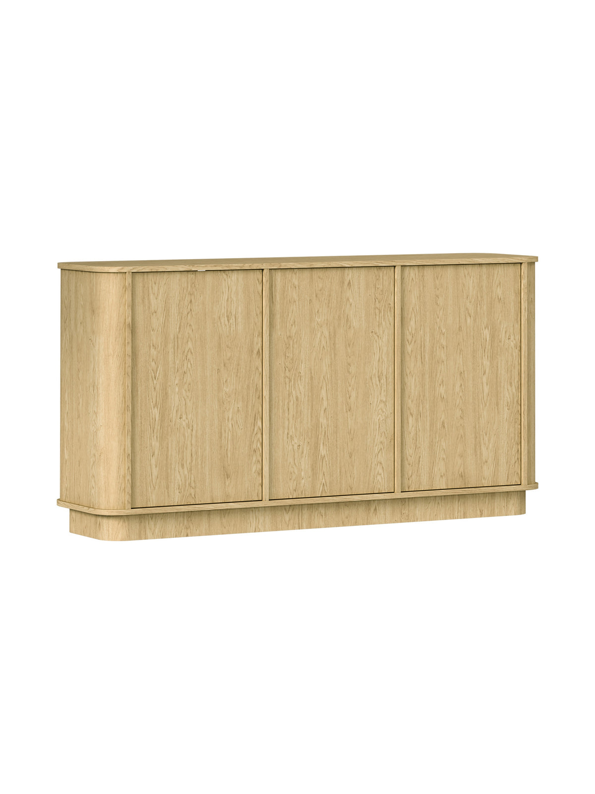Comodă Vello 154 cm cu trei uși, culoare stejar baltic dune, muchii rotunjite