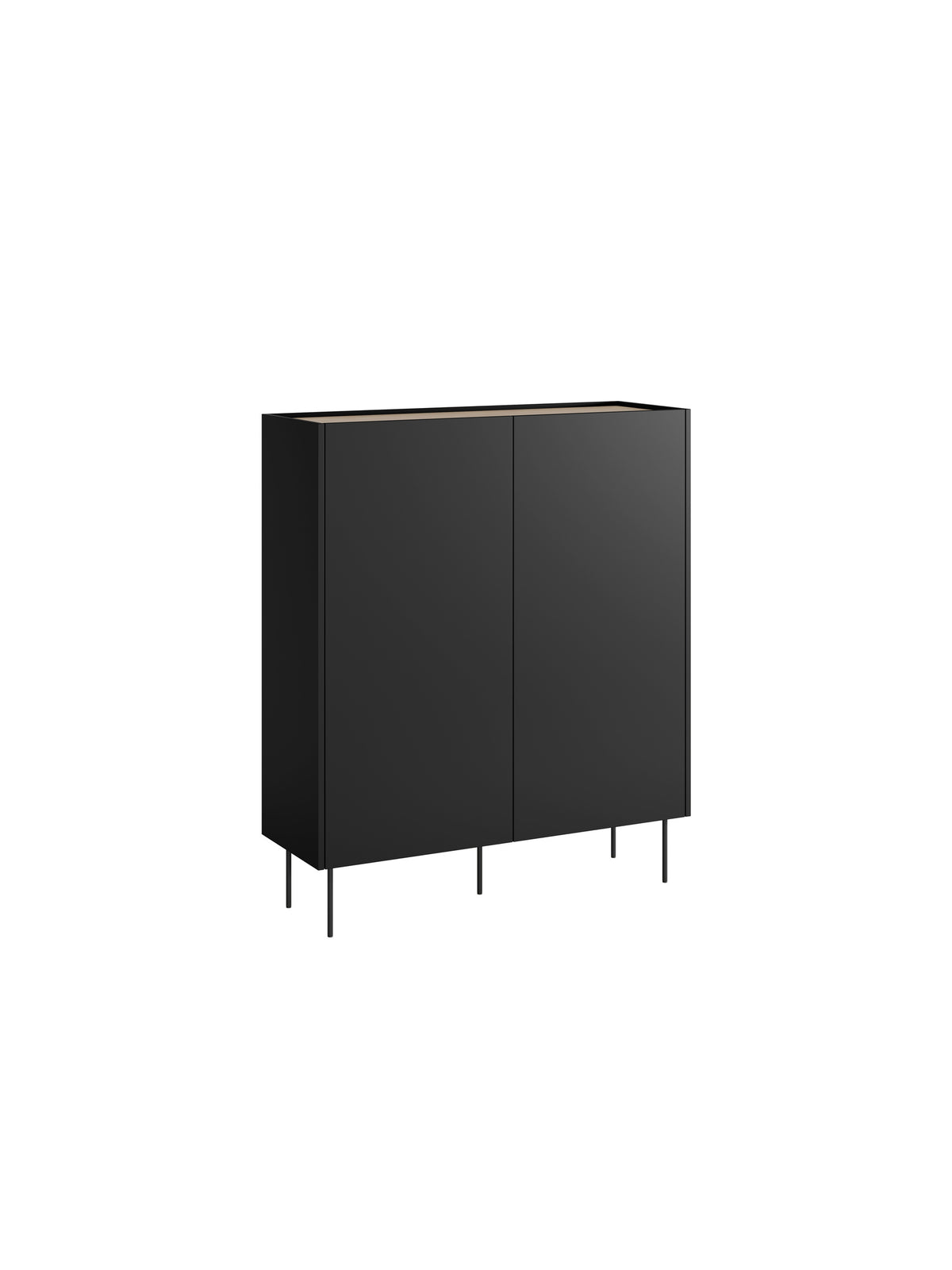 Comoda mare Desin 120 cm cu două uși z ukrytymi sertare - negru mat / stejar nagano