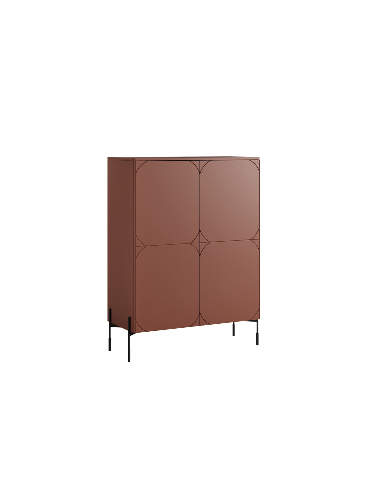 Komoda wysoka Sonatia 120 cm dwudrzwiowa z dwoma ukrytymi szufladami - burgund