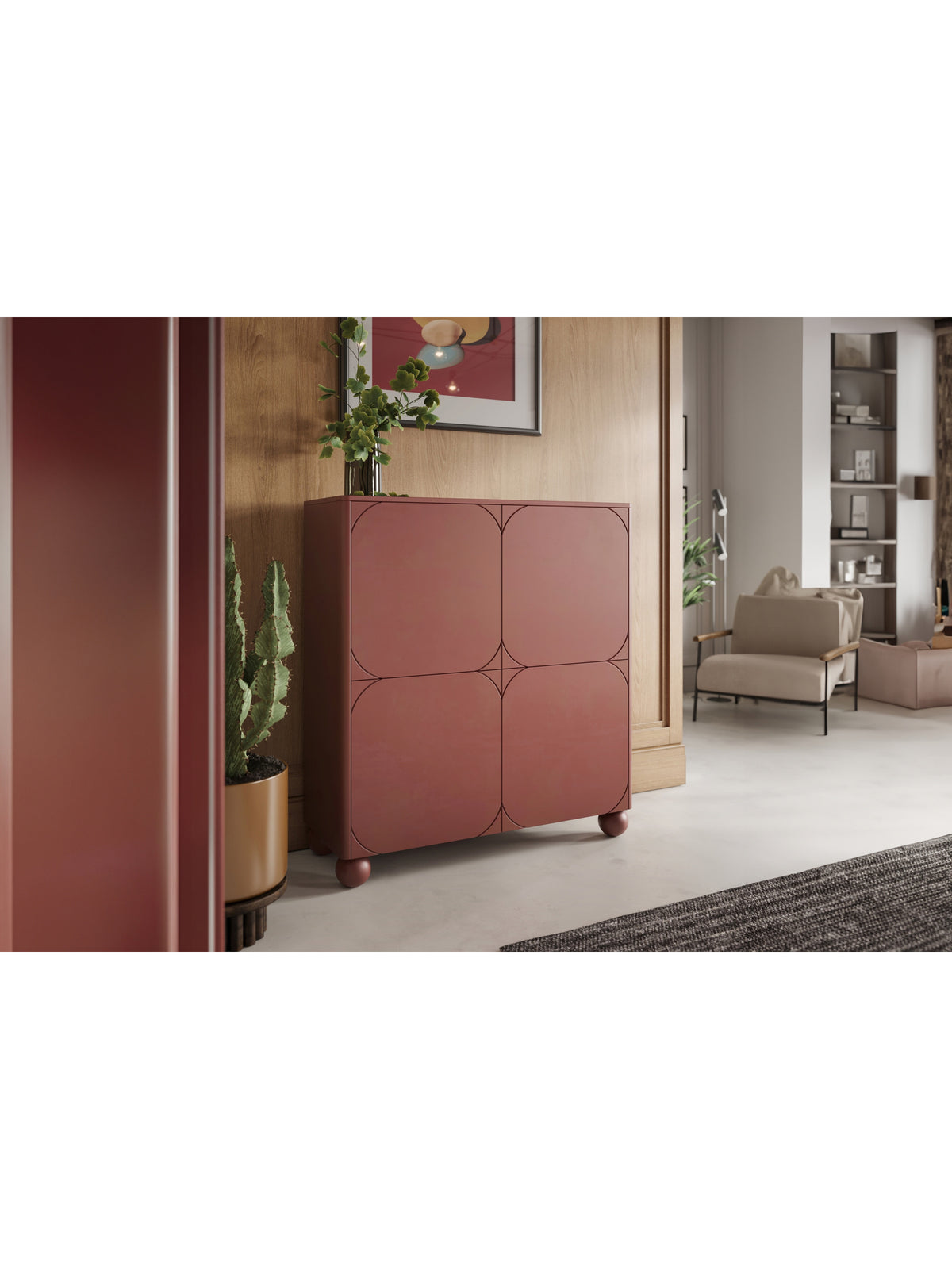 Comoda mare Sonatia II 120 cm cu două uși z dwoma ukrytymi sertare - burgundy