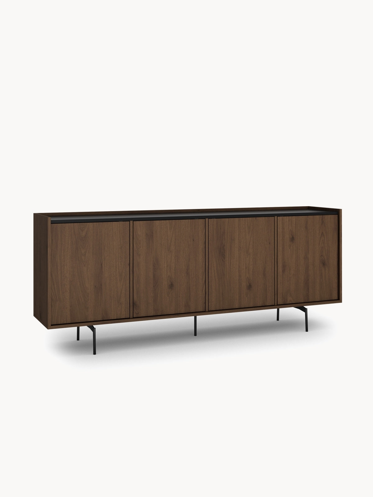 Comoda Zenar 200 cm cu patru uși - nuc elegant / negru