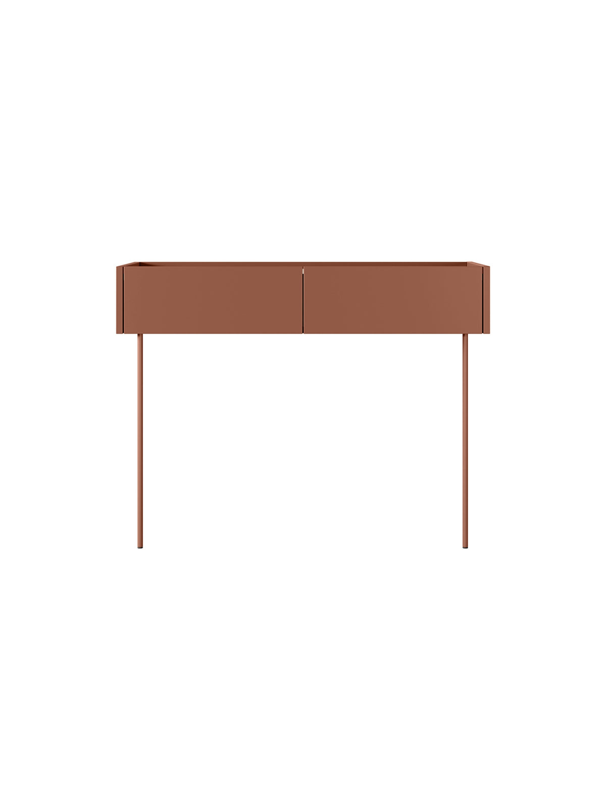 Masă de toaletă Desin 100 cm ceramic red mat cu blat stejar Nagano și picioare metalice