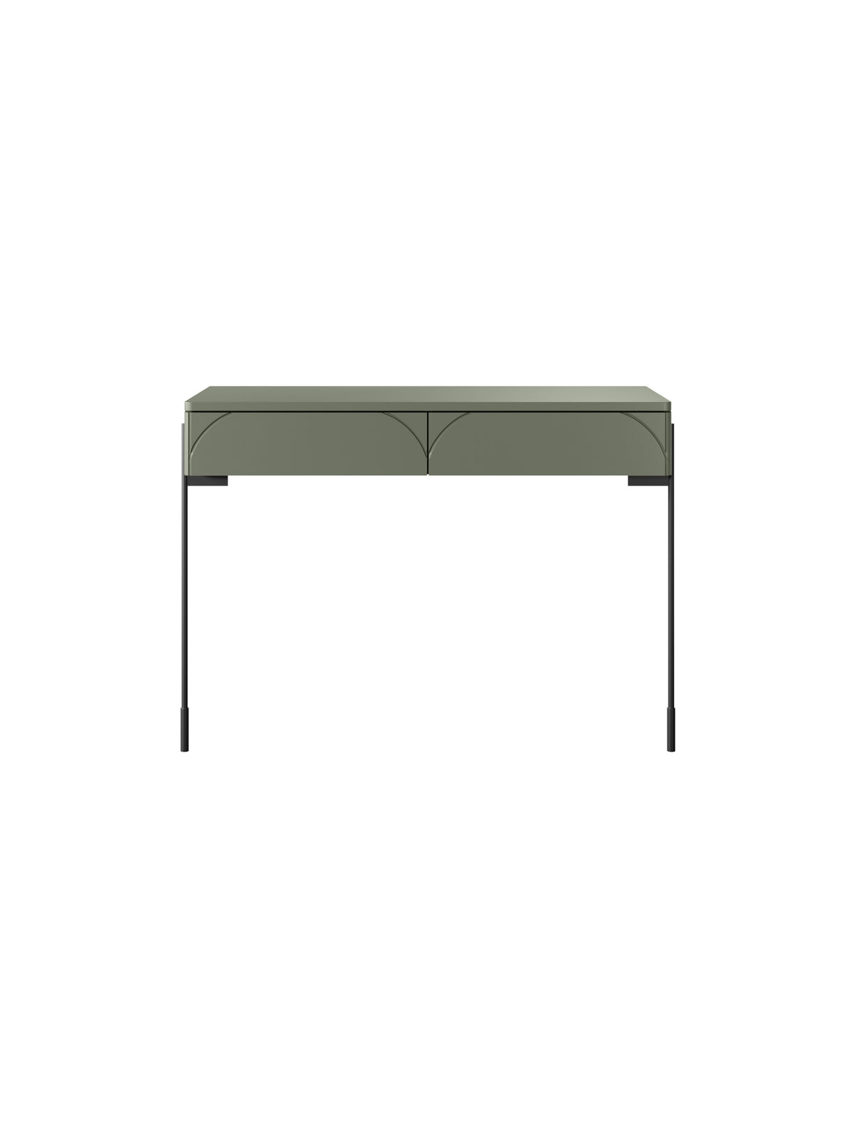 Toalet Sonatia 100 cm verde măsliniu mat cu două sertare și picioare metalice negre