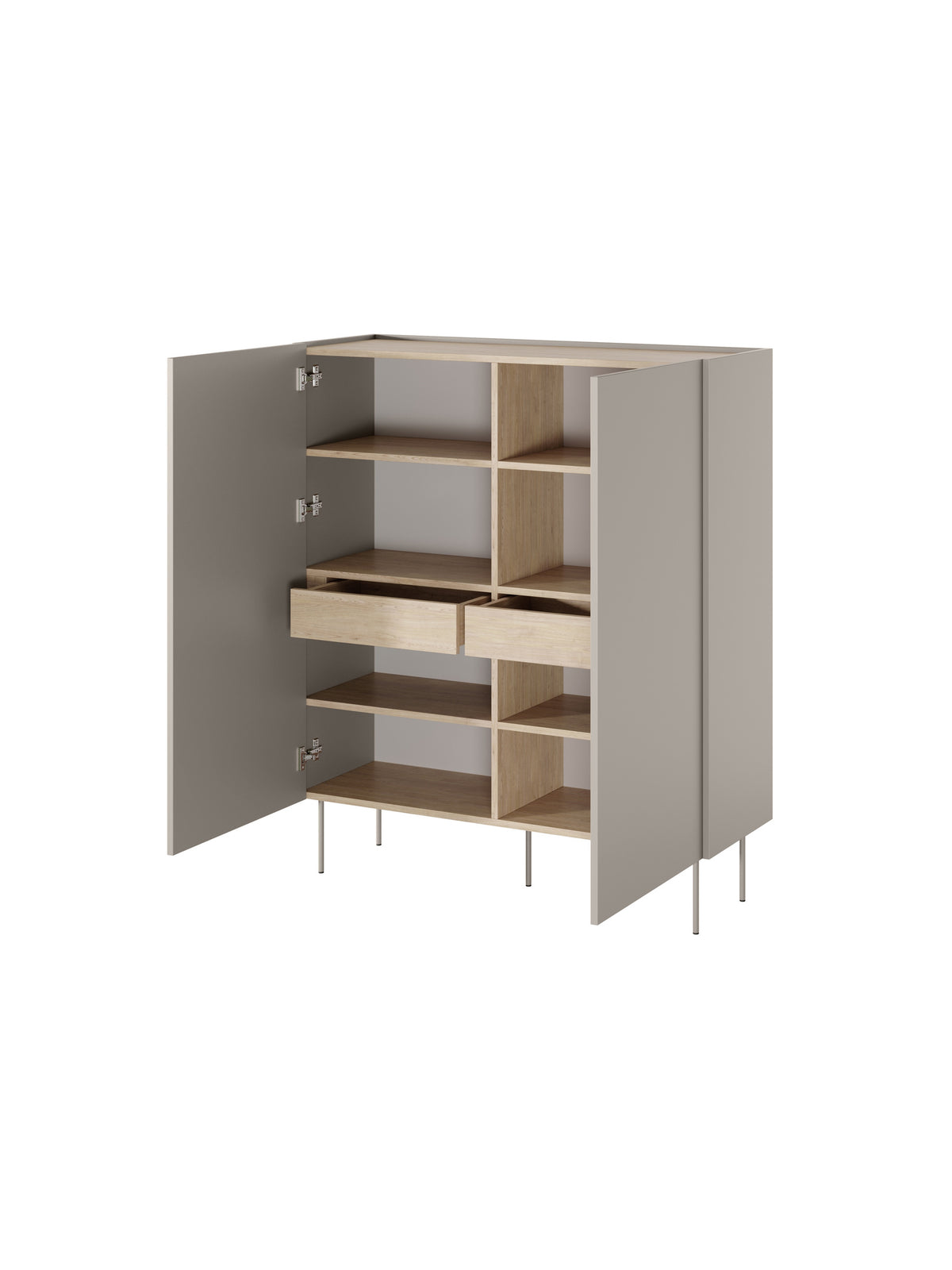 dulap Desin z ukrytymi sertare cu picioare metalice 120 cm - cașmir / stejar nagano