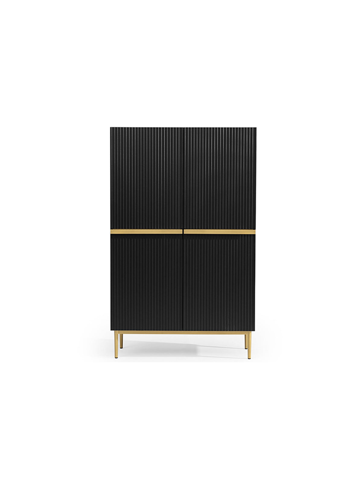 dulap Nicole z metalowymi uchwytami i nogami 100 cm - negru mat / aurii nozki