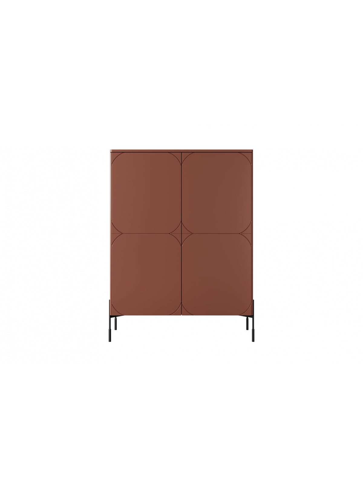 Komoda wysoka Sonatia 120 cm dwudrzwiowa z dwoma ukrytymi szufladami - burgund