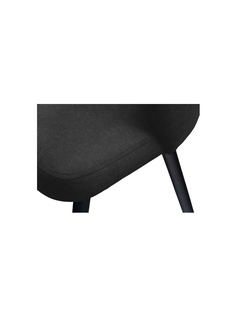 Scaun din lemn Luna tapițat cu material Wind 99 negru, picioare negre, detaliu