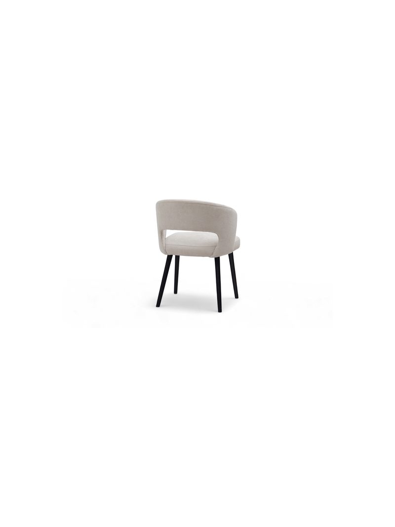 Scaun din lemn Luna, material tapiterie szenil Wind 05 gri deschis, picioare negre, vedere din spate