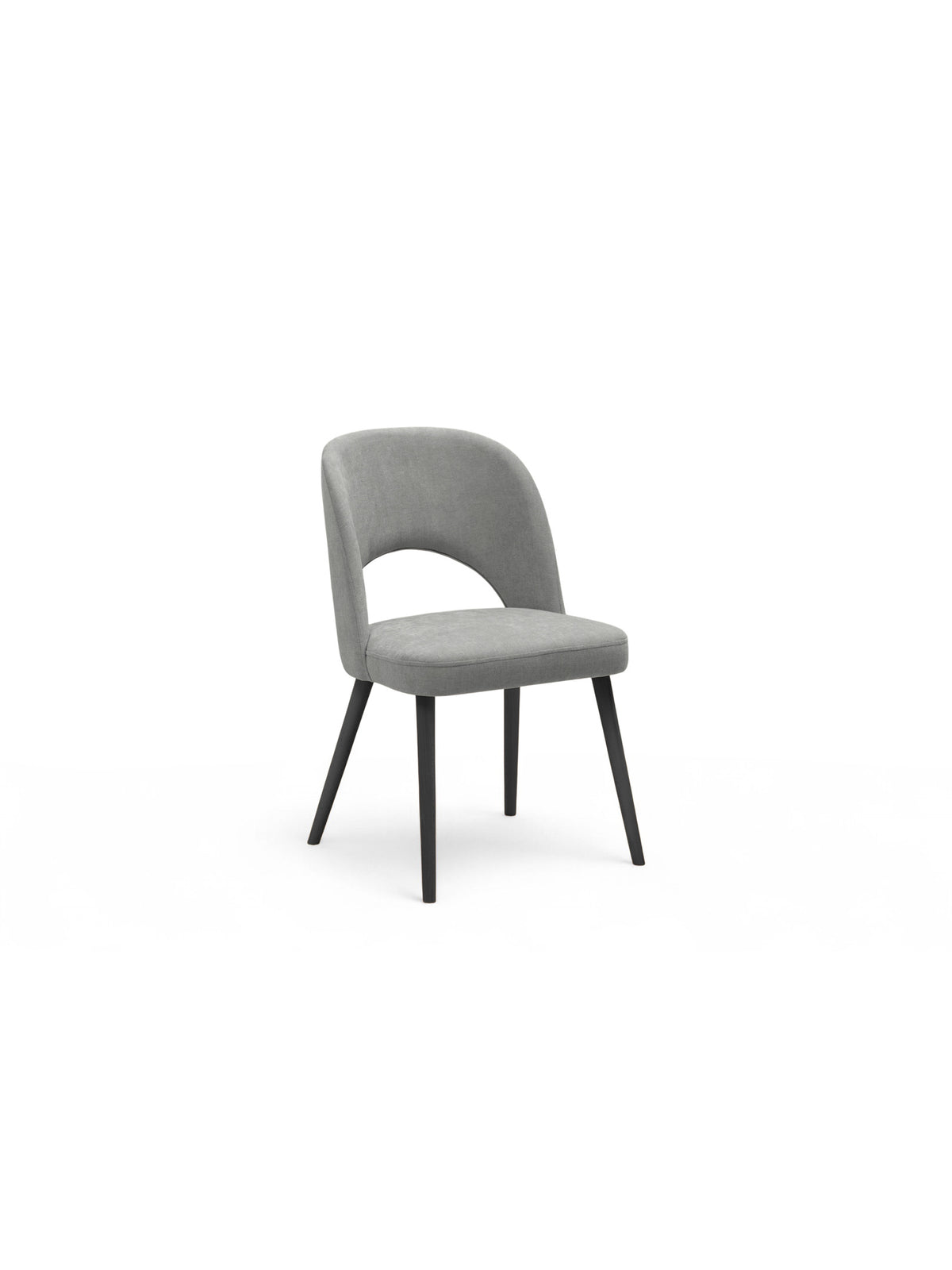 Scaun din lemn Luvaro cu șezut tapițat gri deschis, design modern