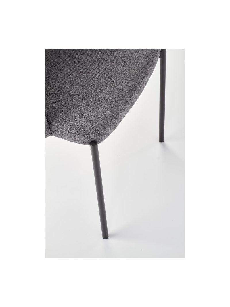 Scaun tapițat Kalios gri cu picioare negre din metal, detaliu picior