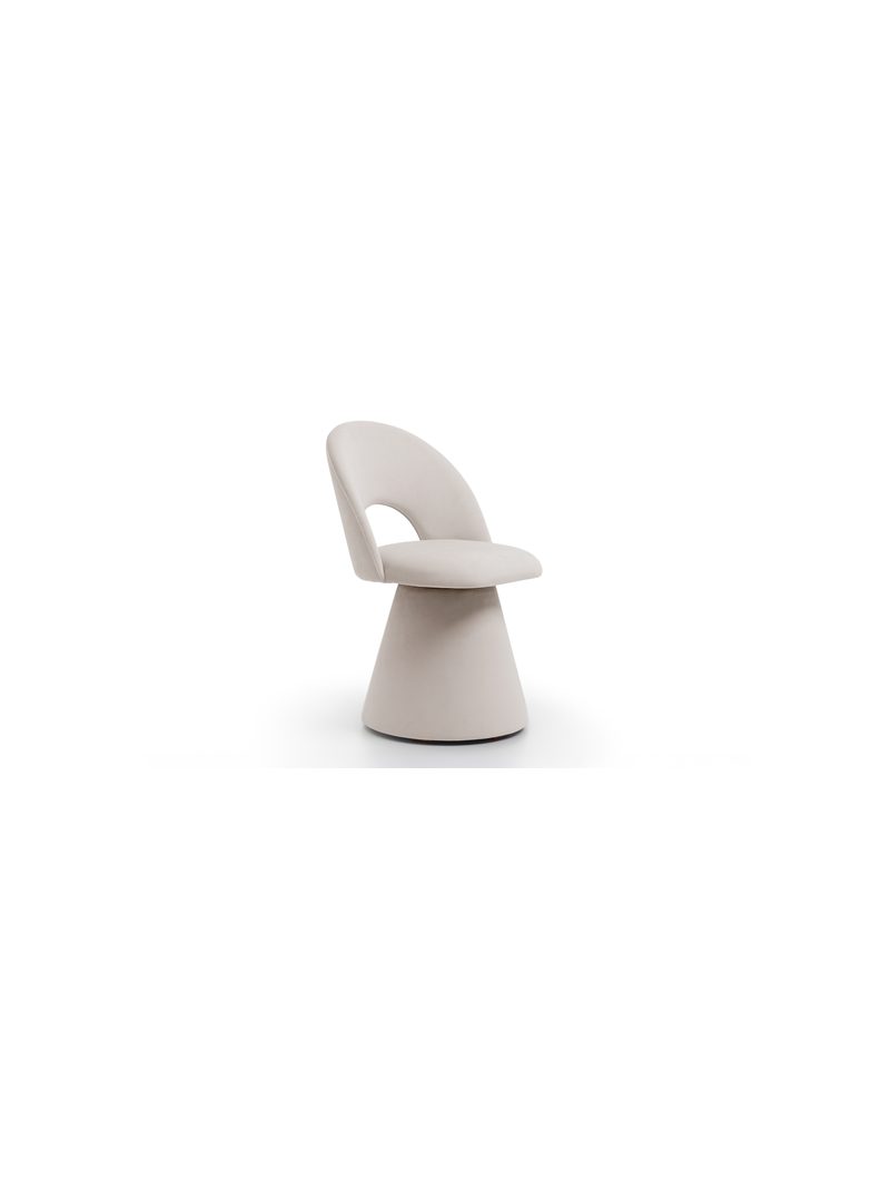 Scaun tapițat Aveliro galben-bej din catifea hidrorepelentă Salvador 1, vedere frontală
