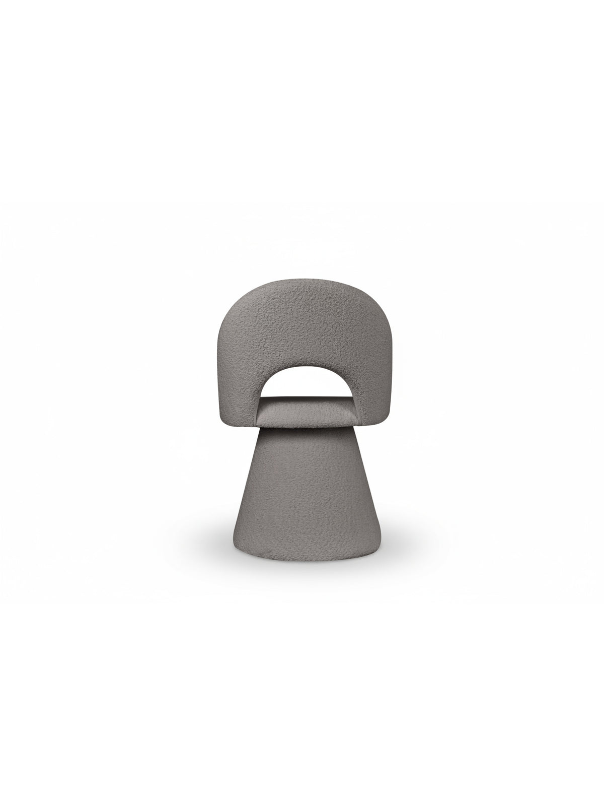 Scaun tapițat Aveliro bucket formă, material bouclé gri deschis, design modern