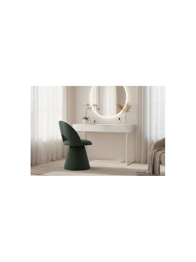 Scaun tapițat Aveliro tip scoică verde în decor modern