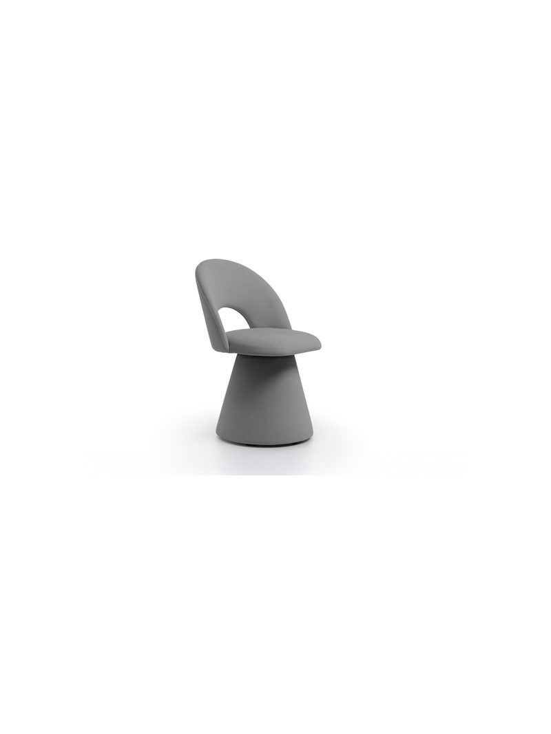 Scaun tapițat Aveliro cu design tip scoică, gri, stil modern