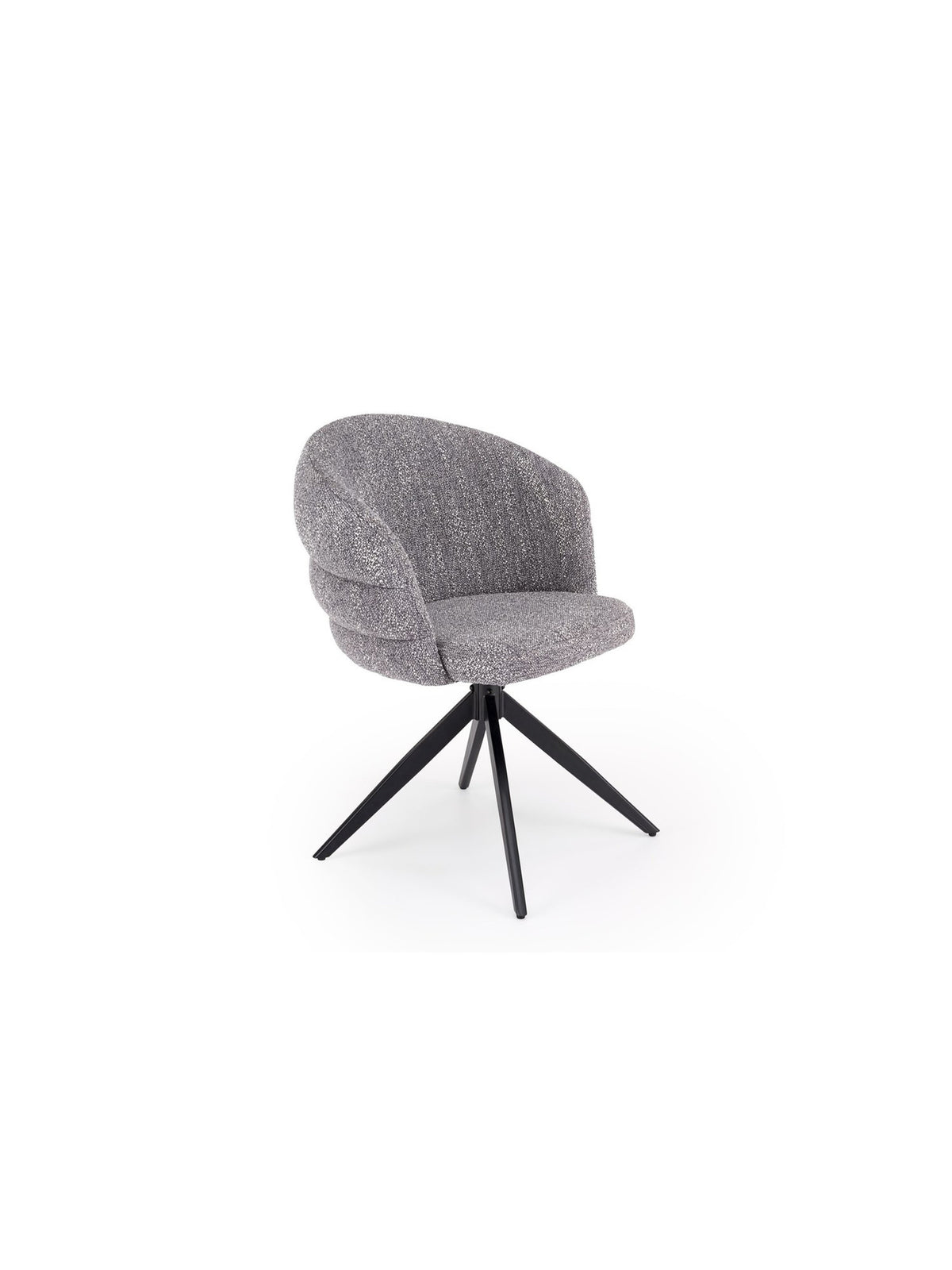 Scaun tapiţat Lumero rotativ gri cu picioare metalice negre, design modern