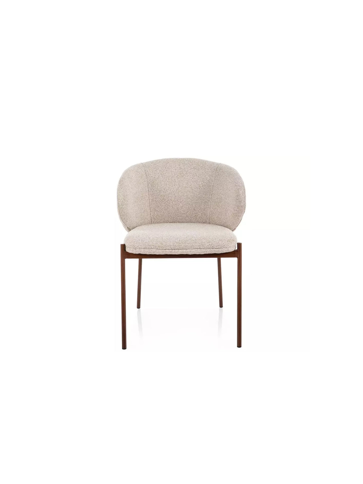 Scaun tapițat Morivo bej deschis, picioare metalice nuc, stil modern