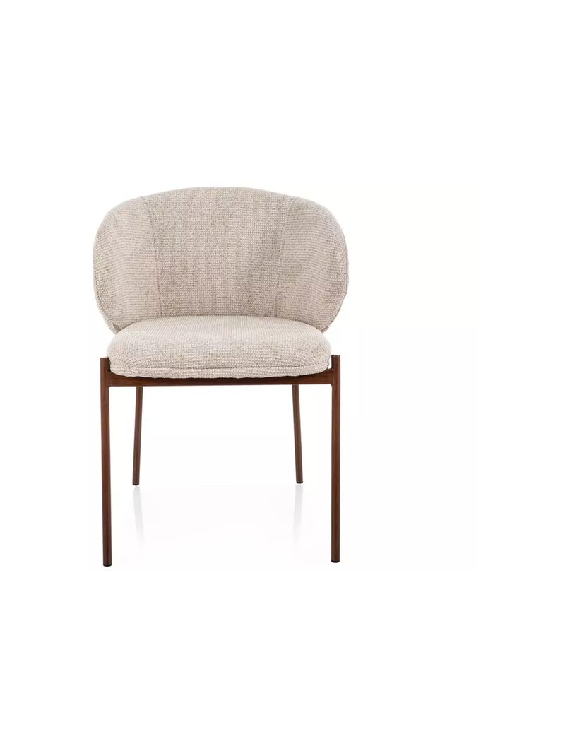Scaun tapițat Morivo bej deschis, picioare metalice nuc, stil modern