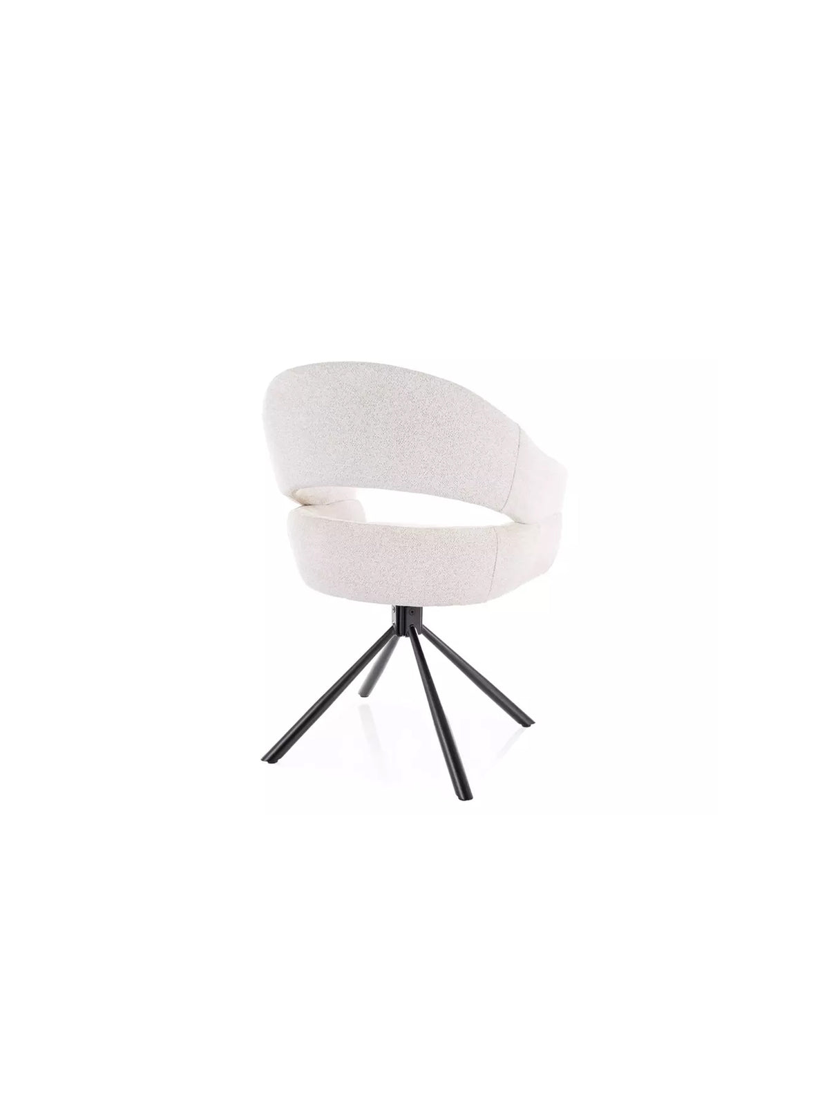 Scaun tapitat rotativ Movelix bej boucle Raven 22 cu picioare metalice negre, vedere frontală